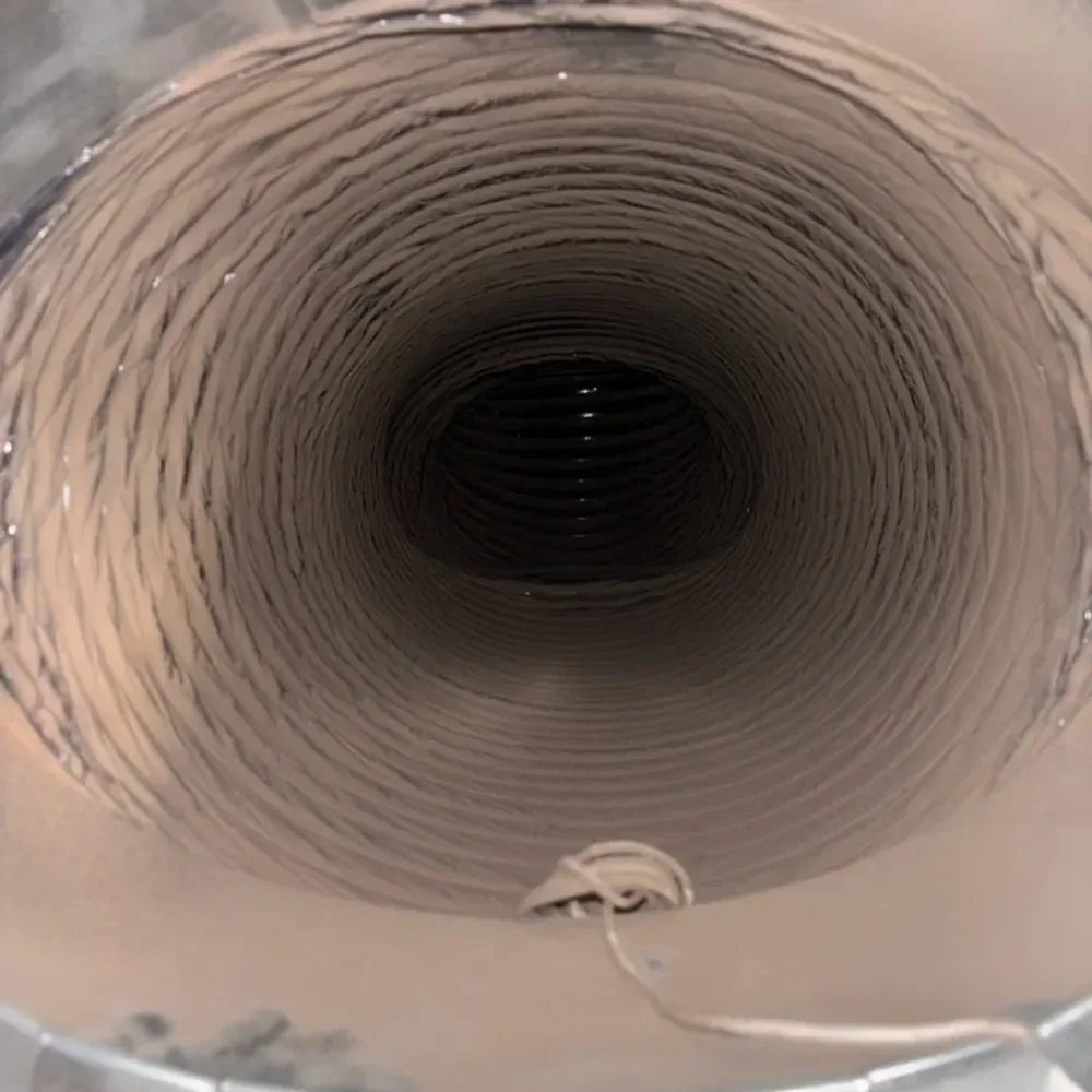 Looking down the inside of a flexible duct run
